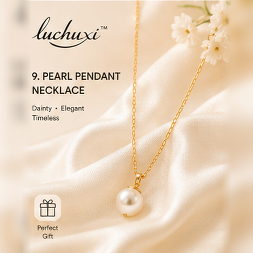 𝑙𝑢𝑐ℎ𝑢𝑥𝑖 delicate gold tone necklace with freshwater pearl pendant