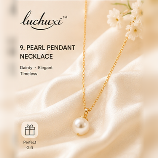 𝑙𝑢𝑐ℎ𝑢𝑥𝑖 delicate gold tone necklace with freshwater pearl pendant